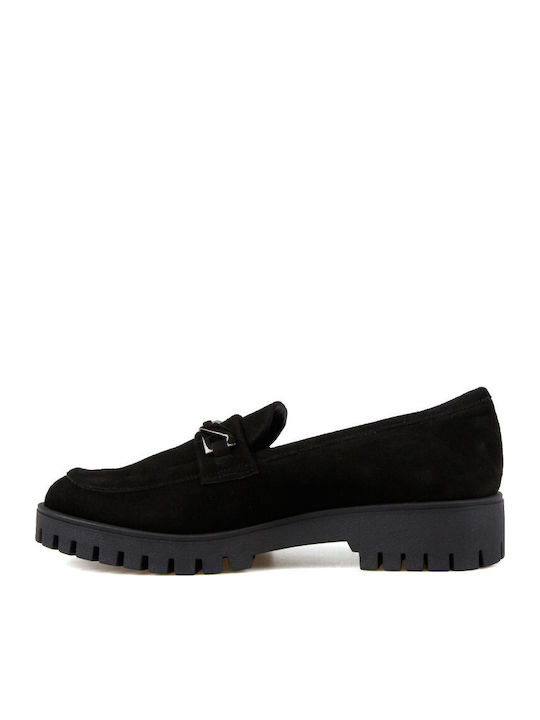Δερμάτινα Γυναικεία Loafers σε Μαύρο Χρώμα