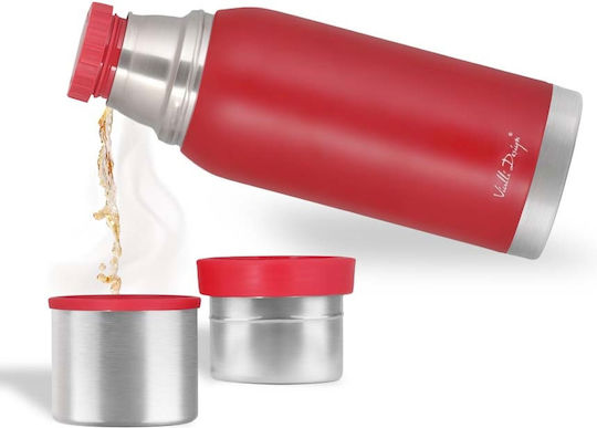Vialli Design Fuori Bottle Thermos Stainless Steel 1lt Red