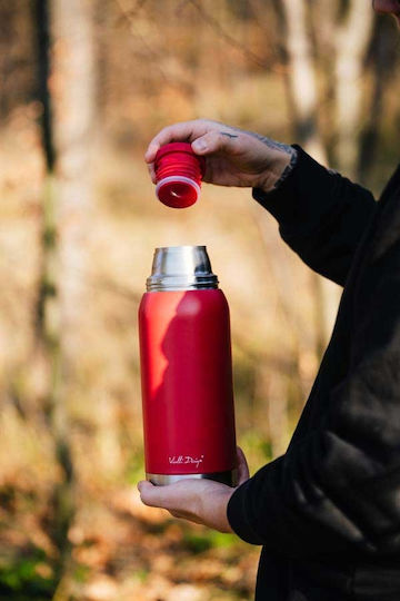 Vialli Design Fuori Bottle Thermos Stainless Steel 1lt Red