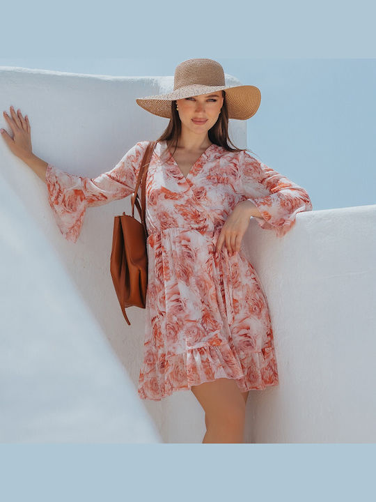 Sommer Mini Damenkleid mit Rüschen Rosa