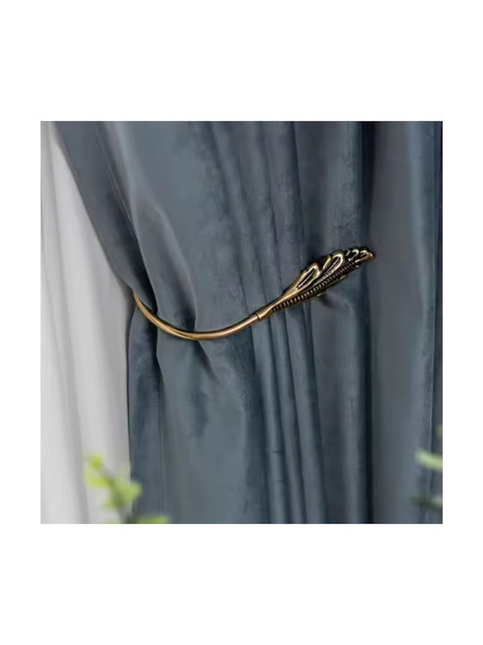 My Home Luxury Curtain With Pencil Pleat Blue 270x280cm
