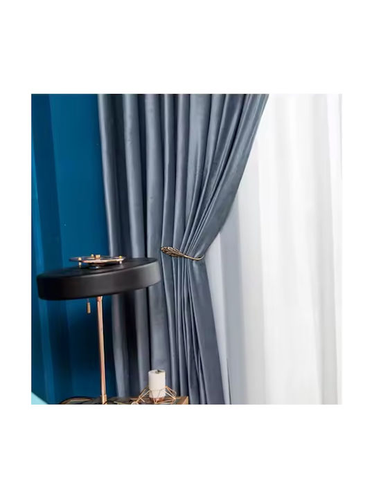 My Home Luxury Curtain With Pencil Pleat Blue 270x280cm