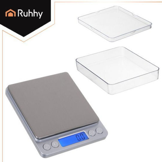 Ruhhy Digitale Küchenwaage mit Eimer bis 2kg Grau