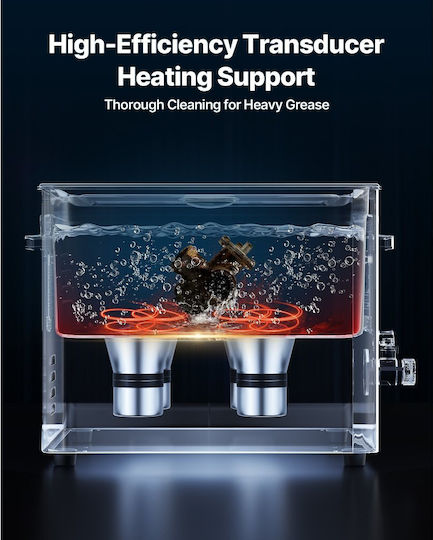 Vevor Καθαριστής Υπερήχων 15lt Inox με Μηχανικό Χρονοδιακόπτη