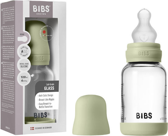 Bibs Glass Baby Bottle Set Anti-Colic with Silicone Nipple 120ml