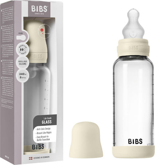 Bibs Σετ Γυάλινα Μπιμπερό Κατά των Κολικών με Θηλή Σιλικόνης για 0+ μηνών 240ml