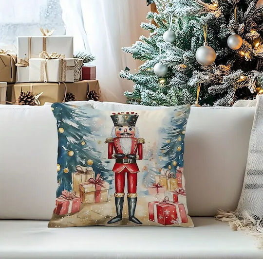 By Queen Limited Festive Edition Pillow Case with Nutcracker and Gifts 45x45cm