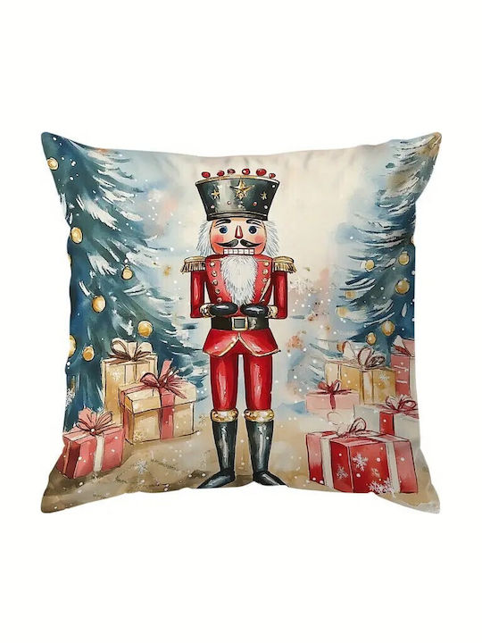 By Queen Limited Festive Edition Μαξιλαροθήκη Mε Καρυοθραύστη Kαι Δώρα 45x45εκ