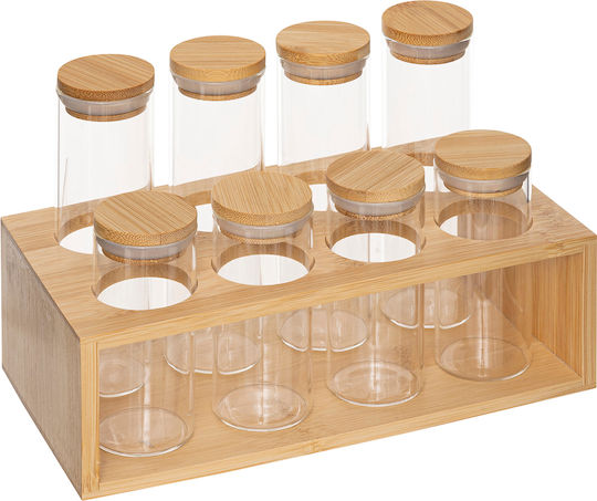 5Five Glass Tabletop Spice Rack with Stand 8pcs
