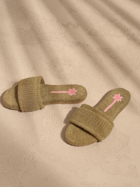 Flache Sandalen für Damen in Khaki Farbe