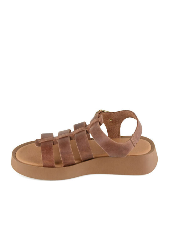 Sandale Casual Damă Gladiator Flatforme Maro