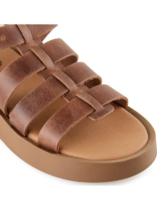 Sandale Casual Damă Gladiator Flatforme Maro