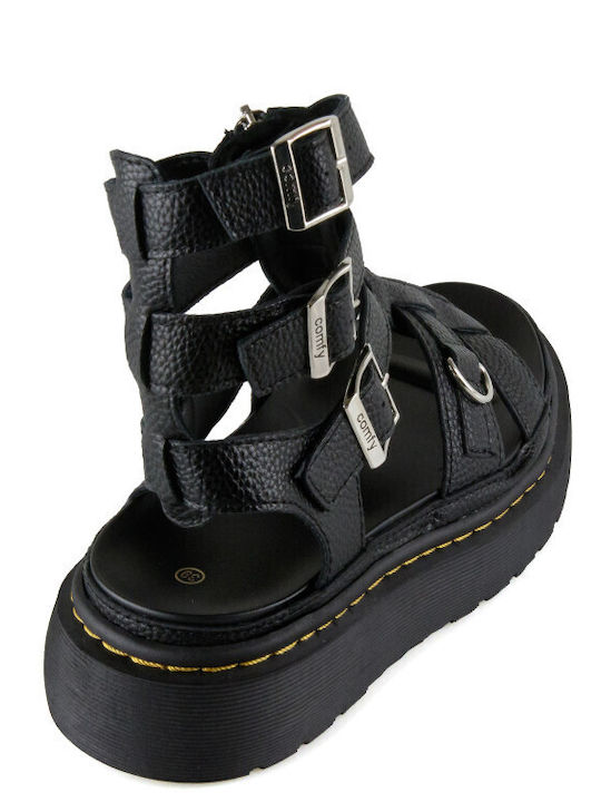 Γυναικεία Σανδάλια Gladiator Flatforms Μαύρα