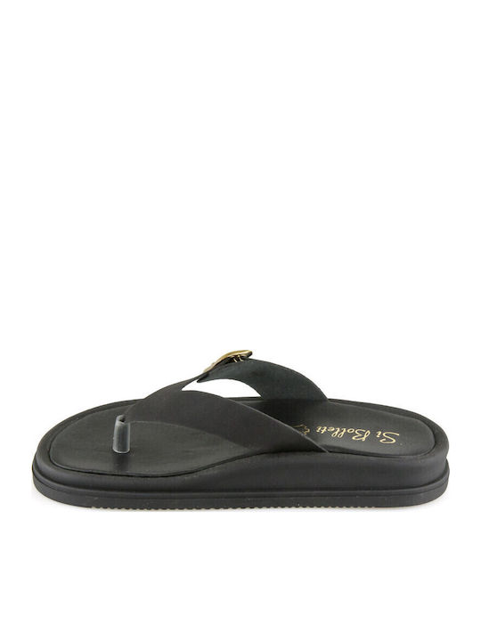 Leather Women's Flat Sandals Flatforms in Black Color