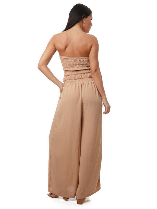 Women's Strapless One-piece Suit Beige