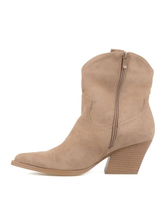 Suede Women's Cowboy Boots Beige
