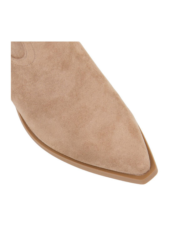 Suede Women's Cowboy Boots Beige