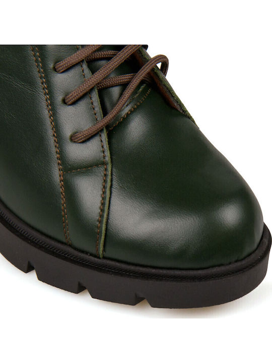 Leather Women's Ankle Boots Green
