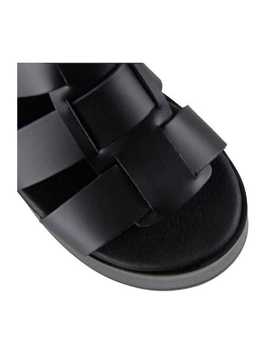 Women's Leather Platform Shoes Black