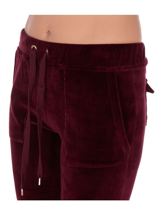 Sweatpants Set Velvet Burgundy