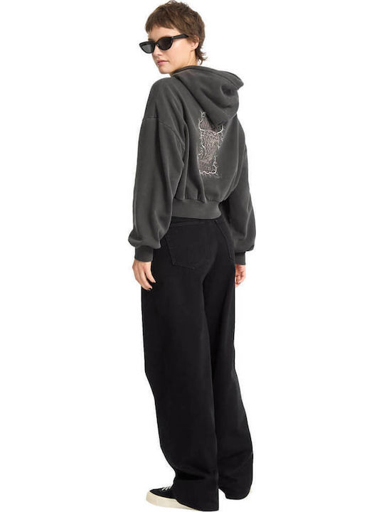 Vaderetro Cropped Women's Sweatshirt Hooded Vintage Black