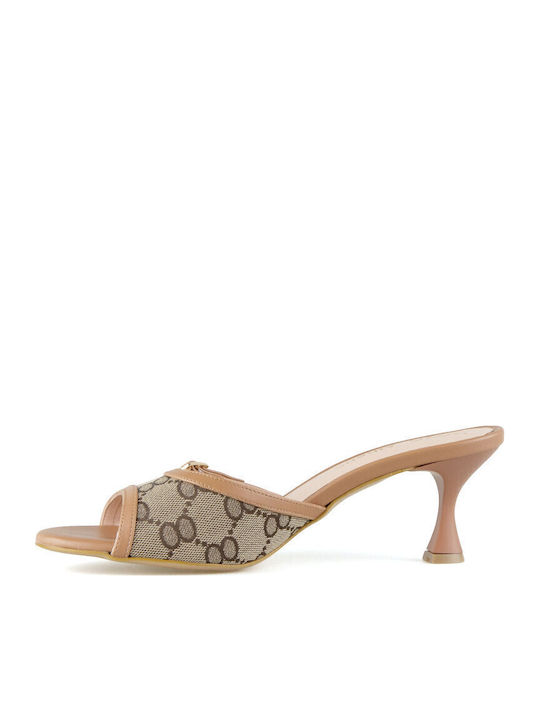 Mules with Heel in Brown Color