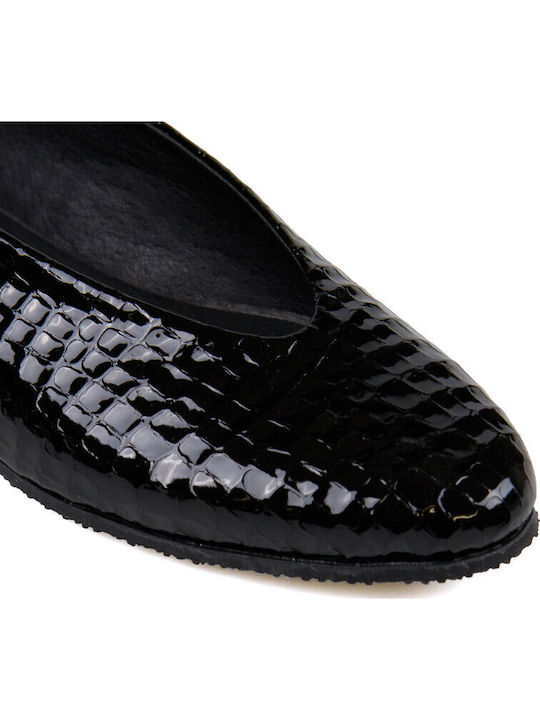 Patent Leather Leopard Ballerinas Black