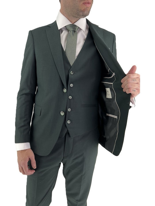 Costum Bărbați Cu vestă Green