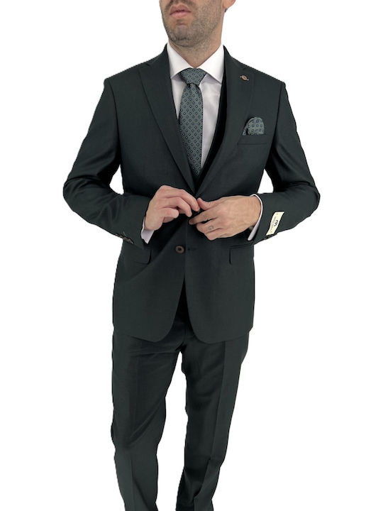 Costum Bărbați Cu vestă Green