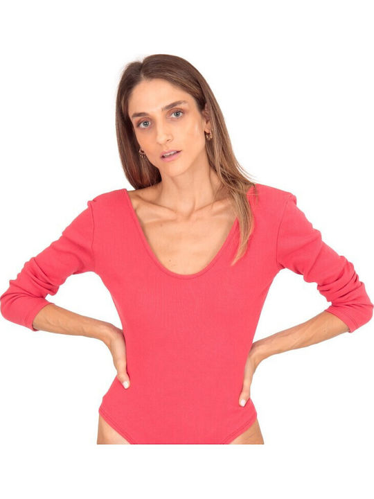 Red Ripped Bodysuit Open Back