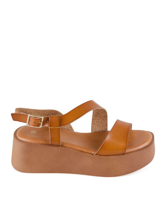 Women's Ankle Strap Platforms Brown