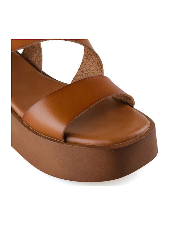 Women's Ankle Strap Platforms Brown