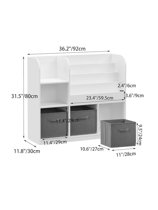 Библиотека Стена Бял 92x30x80см