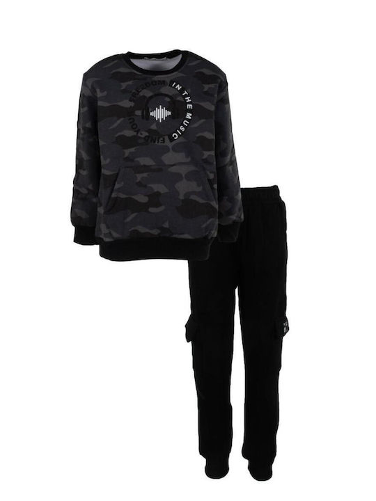 Kids Sweatpants Set Grey-Black 2pcs