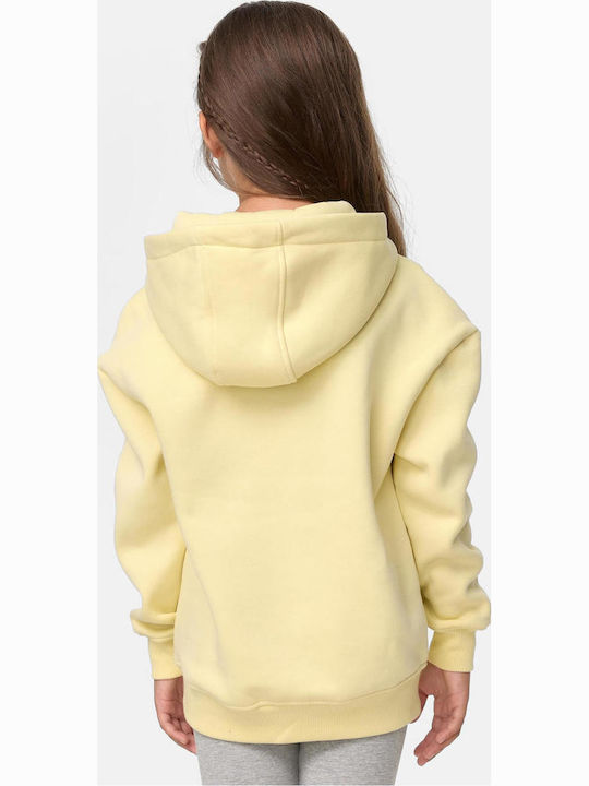 Fleece Kinder-Sweatshirt mit Kapuze Gelb
