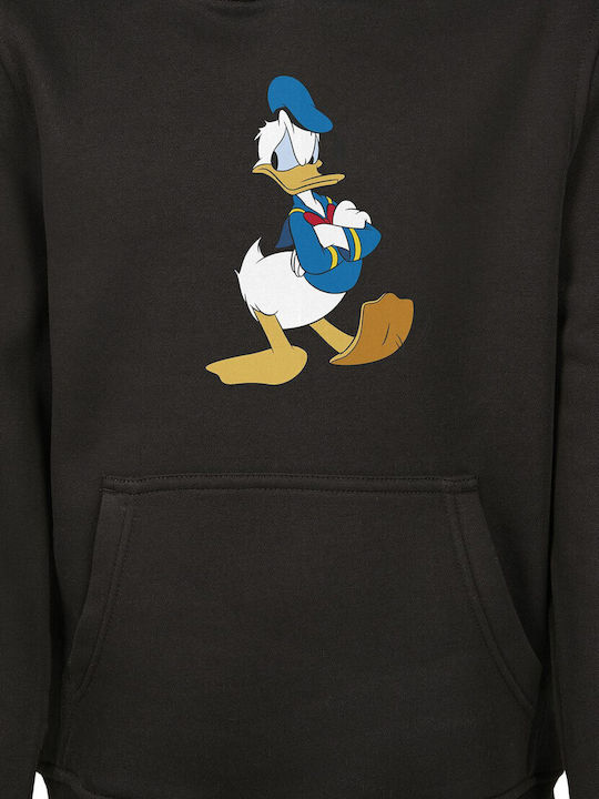 Fleece Kinder-Sweatshirt mit Kapuze und Taschen Schwarz