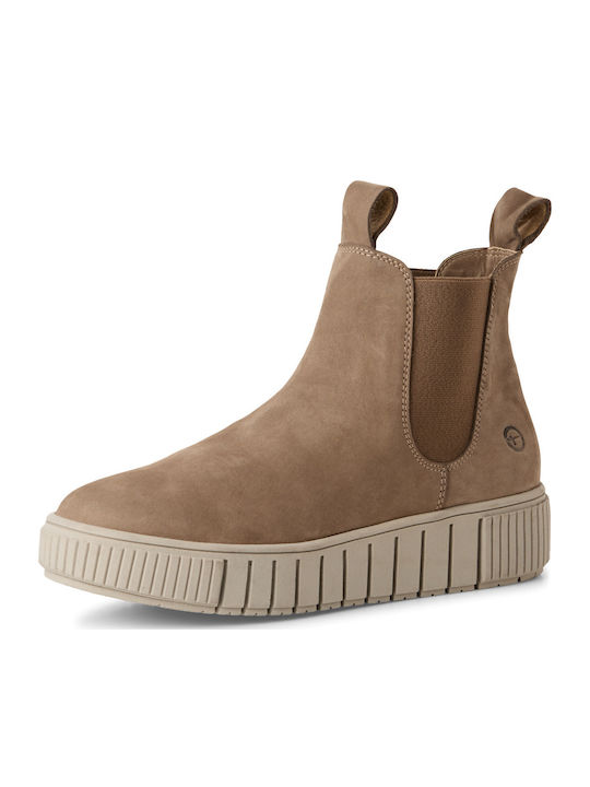 Leather Women's Ankle Boots Platform Taupe