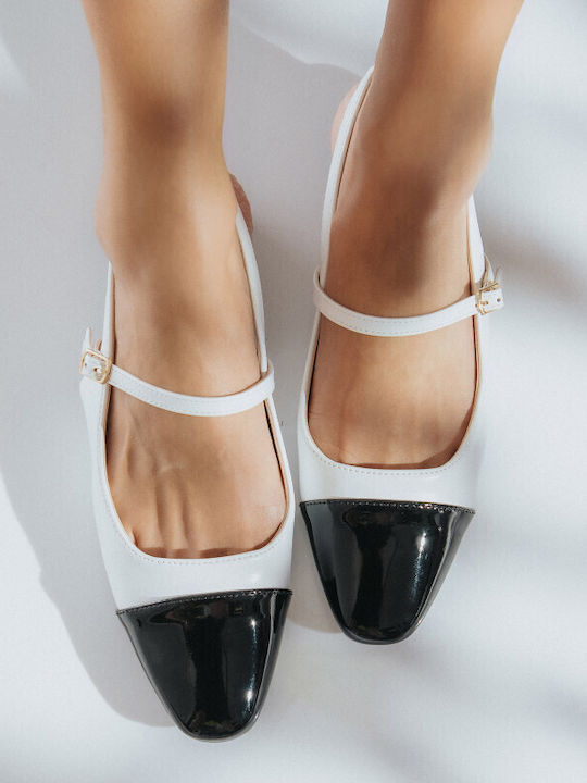Slingback Ballerinas With strap White
