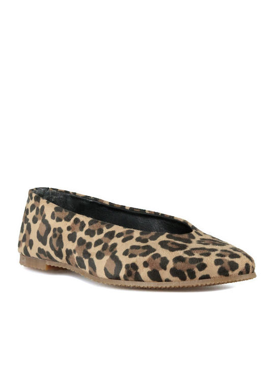 Suede Leopard Ballerinas Multicolour