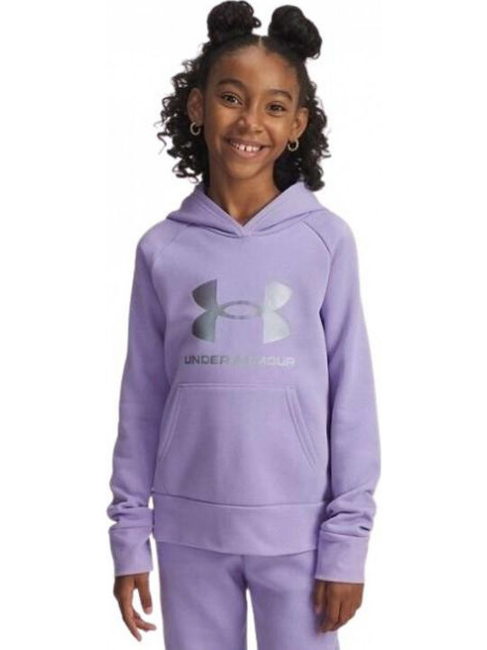 Fleece Lined Kids Sweatshirt With Hood And Pockets Purple Rival