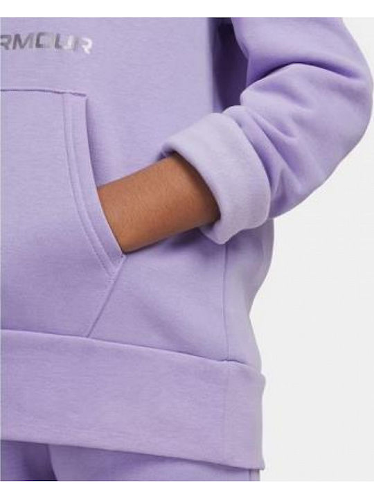 Fleece Lined Kids Sweatshirt With Hood And Pockets Purple Rival