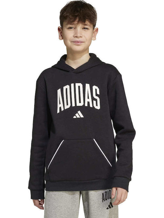 Kids Sweatshirt with Hood and Pockets Black Essentials