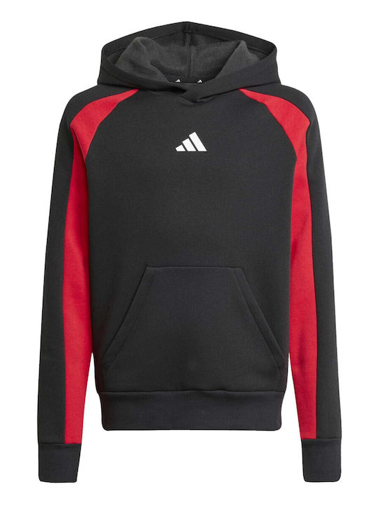 Fleece Παιδικό Φούτερ με Κουκούλα και Τσέπες Μαύρο Essentials