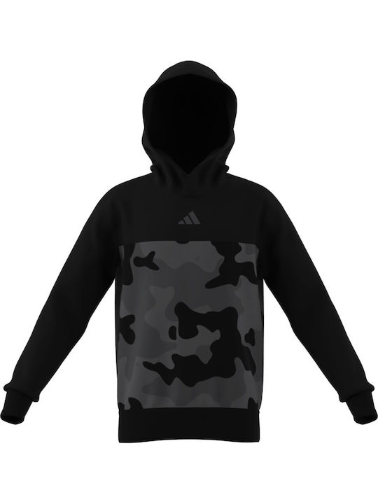 Fleece Παιδικό Φούτερ με Κουκούλα Black, Grey Essentials