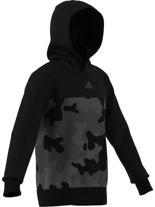 Fleece Παιδικό Φούτερ με Κουκούλα Black, Grey Essentials