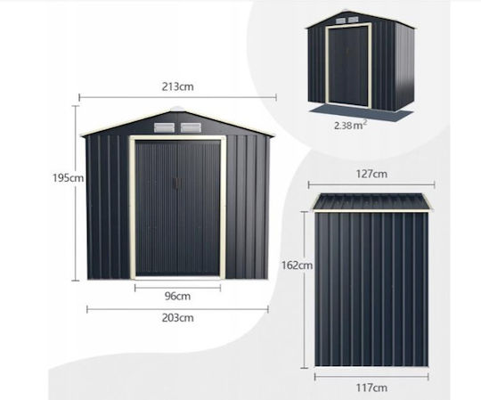 Metallic Garden Shed M2.13xW1.27xH1.95m