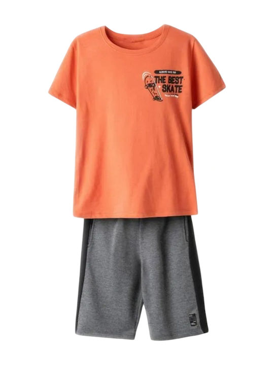 Kids' Set with Shorts Summer 2pcs Orange - Gray
