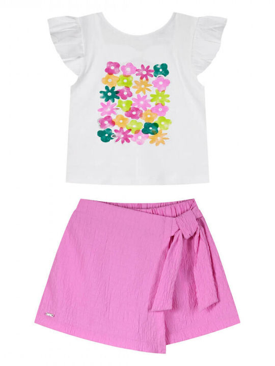 Kids' Set with Shorts Summer 2pcs Purple Dahlia Set