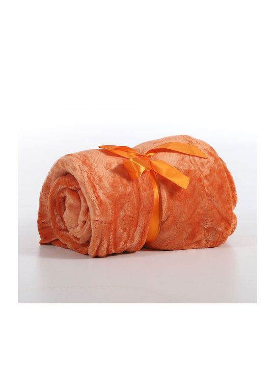 Silk Fashion Sheet Super-Double with Elastic 160x200cm. Fleece Solid Copper Tan