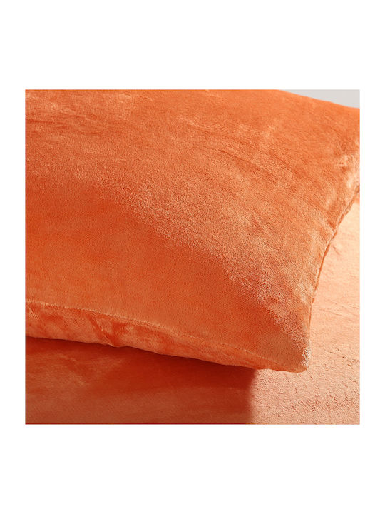 Silk Fashion Sheet Super-Double with Elastic 160x200cm. Fleece Solid Copper Tan